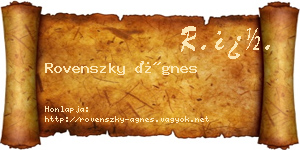 Rovenszky Ágnes névjegykártya